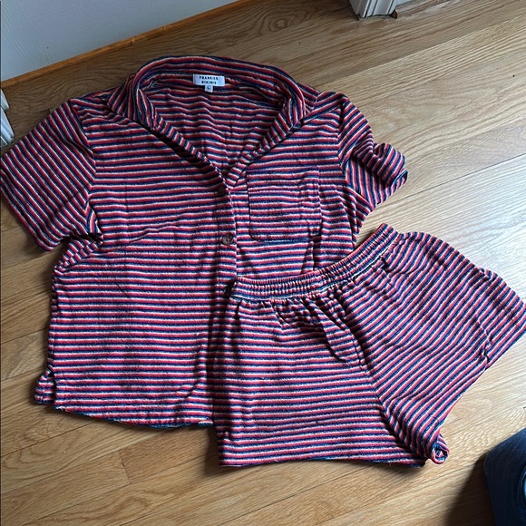 Striped swim coverup set - Red and Blue - Picture 1 of 3